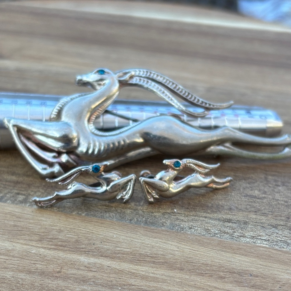 Gazelle Brooch & Earring Set